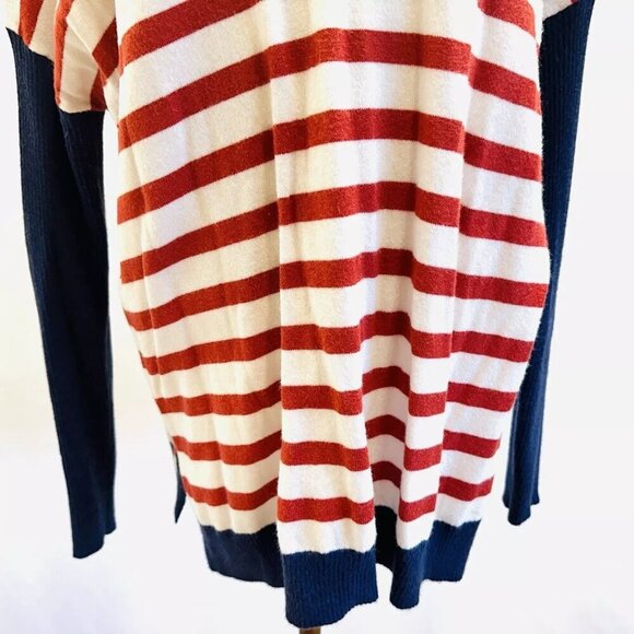 CASLON Women Long Sleeve Pullover V-Neck Hooded Striped Knitted Sweater Sz Large - Picture 5 of 12